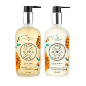 imageLa Chatelaine Hand Wash ampamp Lotion Set  Sulfate Free  Frosted Glass Bottles  Nourishing Shea Butter Formula  Natural and Organic  Made in France  2 x 81 oz SheaOrange