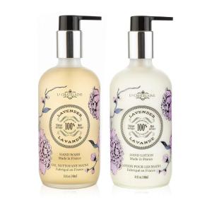 imageLa Chatelaine Hand Wash ampamp Lotion Set  Sulfate Free  Frosted Glass Bottles  Nourishing Shea Butter Formula  Natural and Organic  Made in France  2 x 81 oz SheaLavender