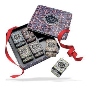 imageLa Chatelaine Luxury Bar Soap Trio Gift Set Tin  Made in France  Natural and Organic  Shea Butter Formula  3 x 7 oz  200g  Lavender Soap Trio Lavender Lychee Bilberry Lemon VerbenaRed Mosaic Soap Supply