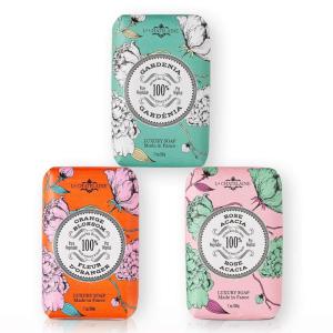 imageLa Chatelaine Luxury Bar Soap  Natural Shea Formula  7 oz Orange Blossom Gardenia Rose Acacia Set of 3